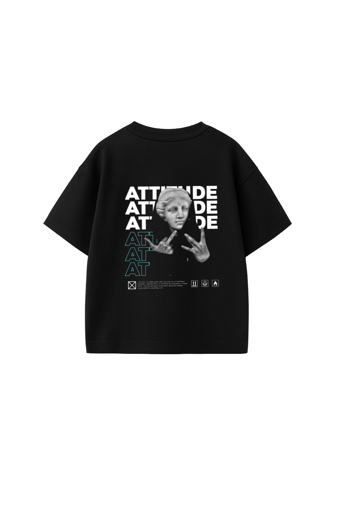 Attitude Oversized Graphic T-Shirt – Black