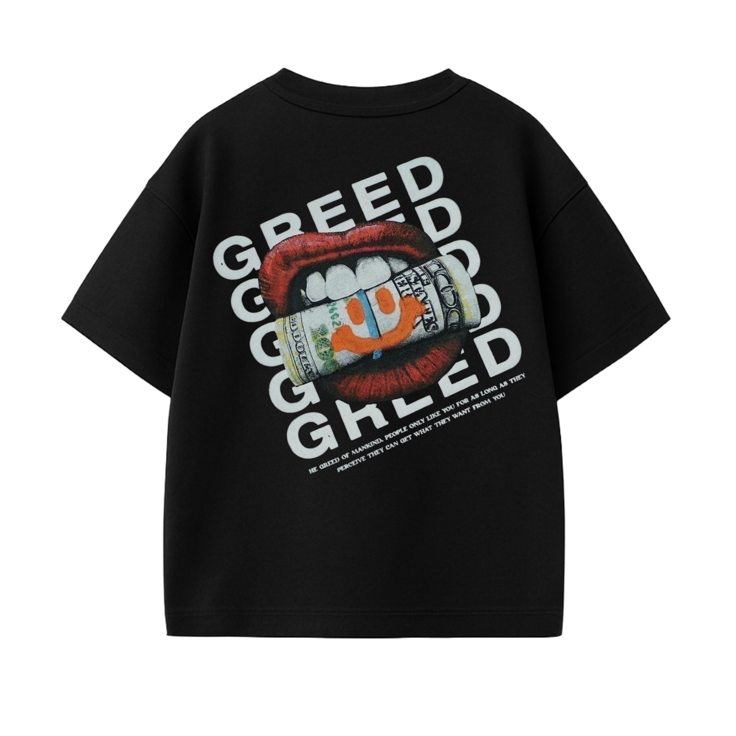 Greed Money Bite Graphic Oversized T-Shirt