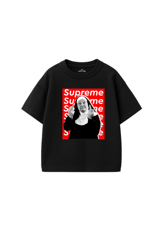 Rebellious Nun Graphic Oversized T-Shirt – Black