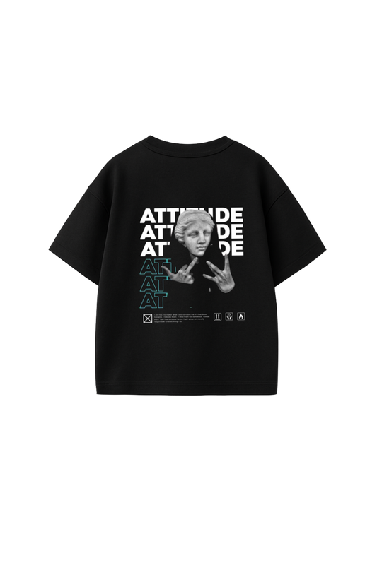 Attitude Oversized Graphic T-Shirt – Black